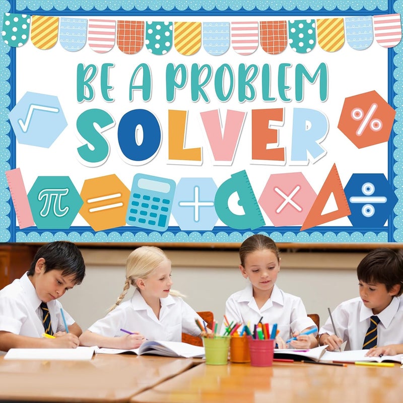 gisgfim Math Bulletin Board Decorations Be a Problem Solving Paper Cutouts Mathematics Symbol Math Signs Bulletin Board Set for Classroom Elementary Preschool Back to School Wall Door Decor Supplies - Image 4